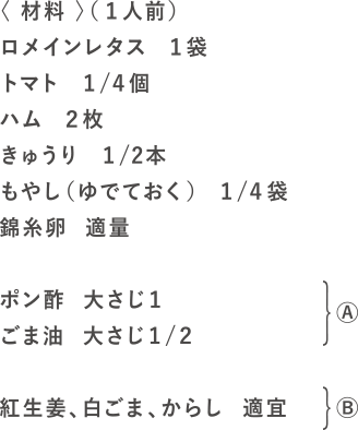 冷レタ中華の材料