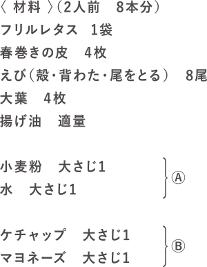 揚げレタスティックの材料