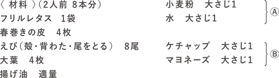 揚げレタスティックの材料