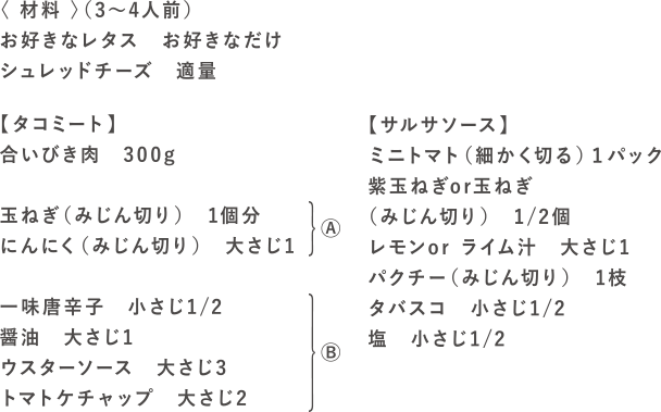 PARTYレタコスの材料